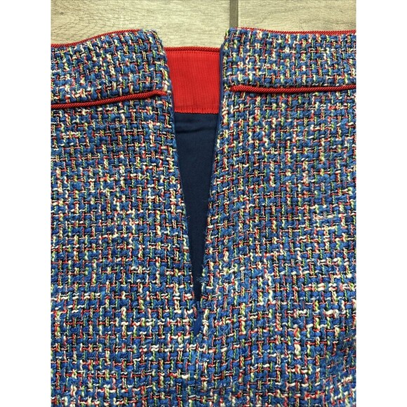 J. Crew Fluted Skirt Autumn Tweed Size 14 Blue Metallic Preppy Old Money - Picture 5 of 7